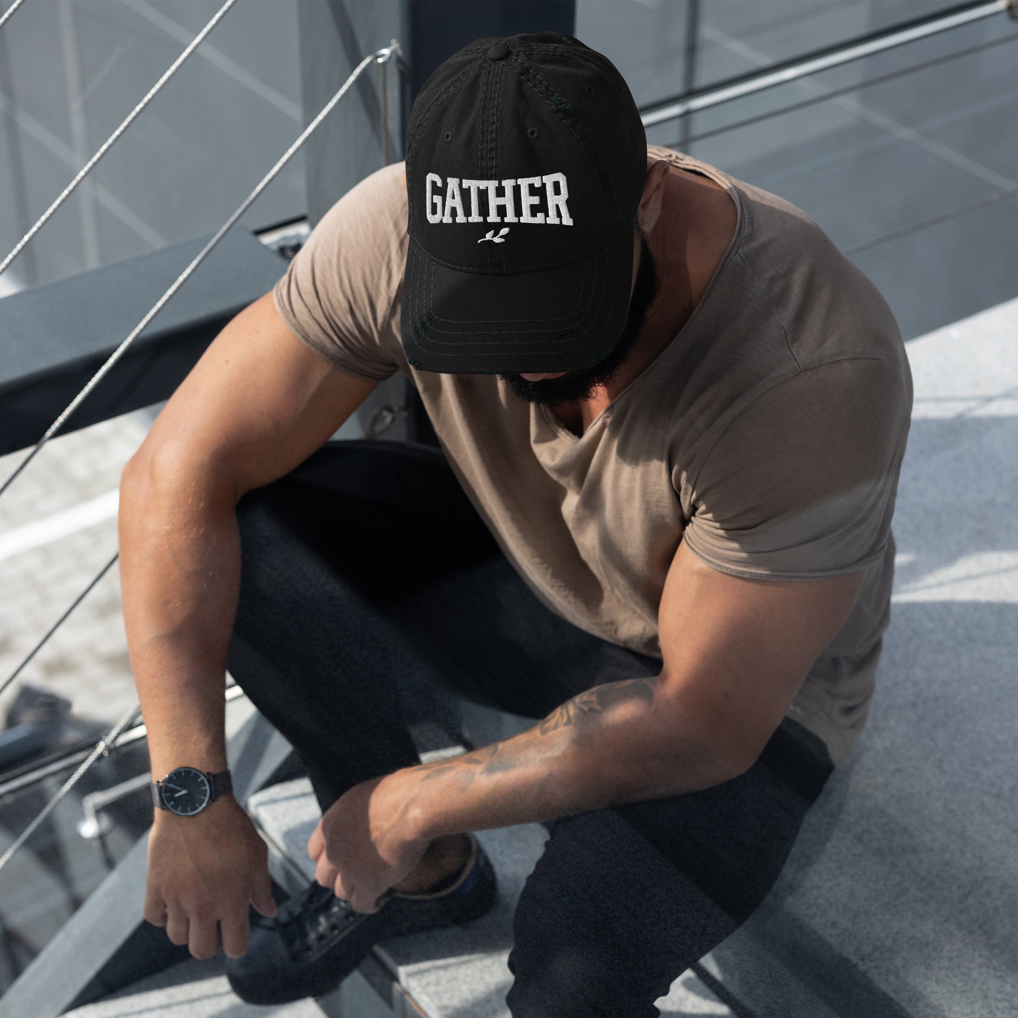 "Gather" Dad Hat - Distressed